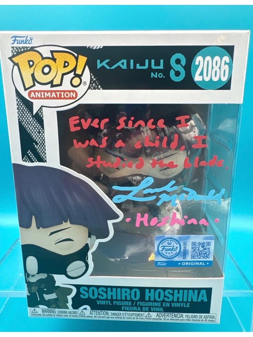 Landon Mcdonald signed Soshiro Hoshina Kaiju No. 8 Funko pop 2086 with MAS COA